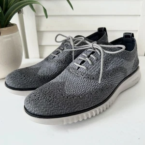 Cole Haan ZeroGrand Gray Stitchlite Wingtip Knit Oxford Dress Shoes Men Size 8M - Picture 1 of 10