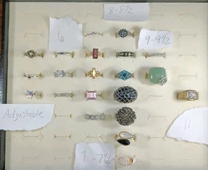Rings Fashion Costume Jewelry 21 Rings Size 6-11 Beautiful Dazzling Multicolor - Picture 1 of 8