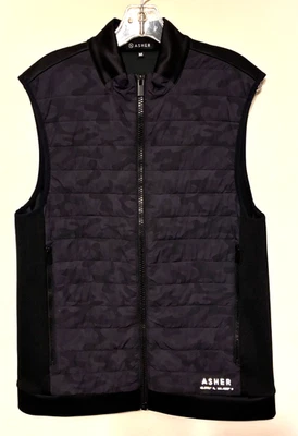 Asher Tech Golf A/G Men’s Medium Black Camo Performance Stretch Zip Pocket Vest - Image 1 of 4