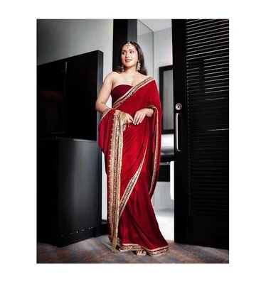 Blusa Sari Fiesta Diseñador Sari Boda Bollywood Ropa India Étnica Paquistaní Foto 1 de 4