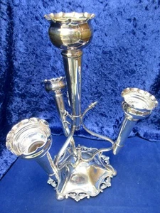 Antique Sheffield Silver Plate 4 Fluted Epergne Floral Table Centre Piece - Picture 1 of 12