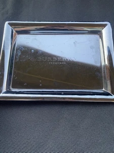 Burberry Perfumes Chrome Vanity Tray ~ 8.75" x 6.5" ~ Logo Display Trinket Dish - Picture 1 of 6