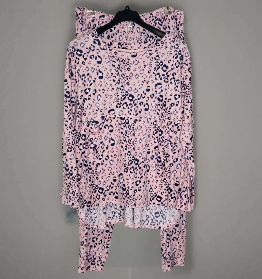 Carole Hochman Women’s Velour Fleece Pajamas Pink Cheetah 2 Pc Set Plus Size 2X - Image 1 of 4