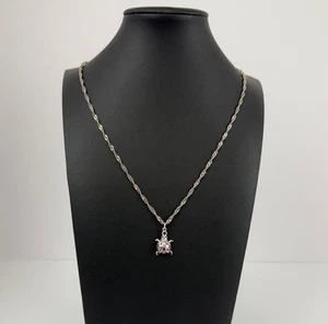 Sterling Silver SU 925 Ladybug Enamel Pendant Italy 24” Chain Signed Dainty - Picture 1 of 7