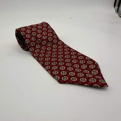 Christian Dior Monseur Silk Necktie Mens One Size Red Geometric Tie Business - Image 1 of 4