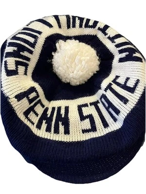 Vintage Penn State Nittany Lions Knit Hat Short Billed With Pom Adult - Image 1 of 4