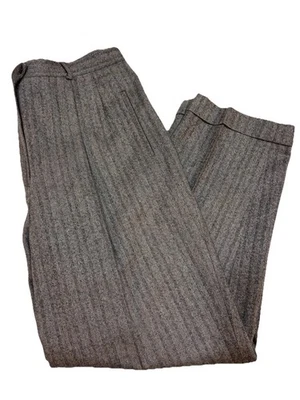 Ralph Lauren Women’s 100% Wool Herringbone Pleated Pants Size 16W Grey Dress - Image 1 of 4