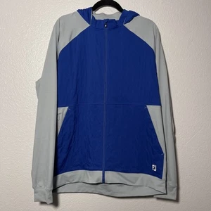 FootJoy Hybrid Golf Hooded Quilted Jacket Mens XL Blue Full Zip Pockets Thermal - Picture 1 of 7