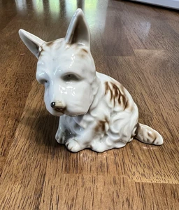 Vintage Scotty Dog Figure Scottish Terrier Figurine Brown and White - Picture 1 of 8