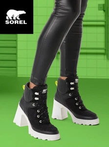 Stivaletti Sorel Brex tacco comodi stivaletti stringati pelle impermeabili 7,5 usati - Foto 1 di 9