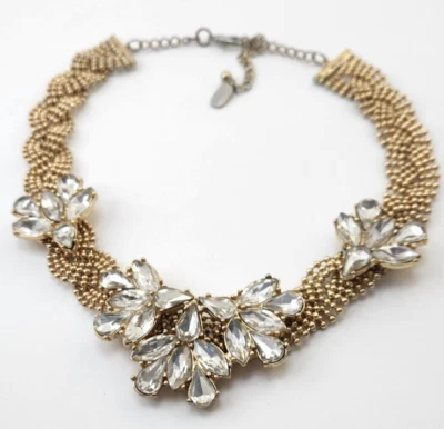 娜塔莎配件编织珠金色和水钻声明项链 — 第 1/4 张图片