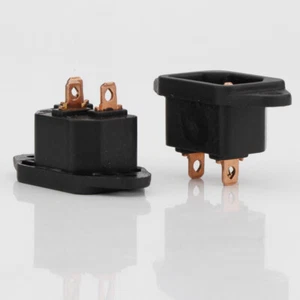 2pcs Copper Socket AC IEC 320 C14 Panel Mount 3Pin Plug Adapter Power Connector - Picture 1 of 10