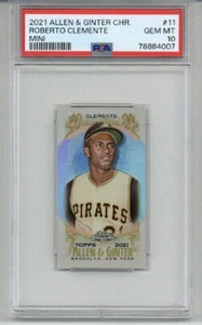 2021 TOPPS ALLEN & GINTER CHROME MINI ROBERTO CLEMENTE CARD PIRATES PSA 10 RARE - Picture 1 of 2