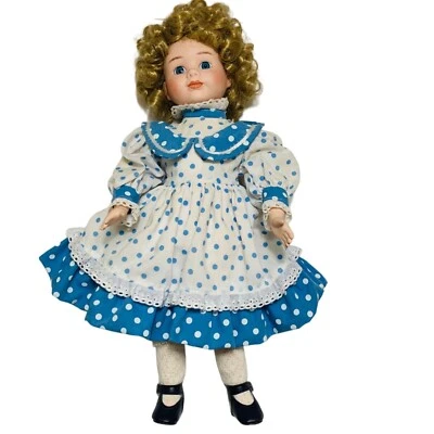 Muñeca Designs by Yoko Porcelana Azul Lunares Vestido Niña 16" Edición Feria Estatal Foto 1 de 4