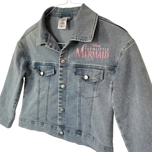 Disney Princess The Little Mermaid Ariel Jean Jacket Girls Medium Blue Denim EUC - Picture 1 of 16