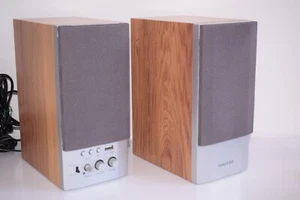 Packard Bell Computer PC Speakers Wood PB-PCMP30 **SEE DESCRIPTION - Picture 1 of 15