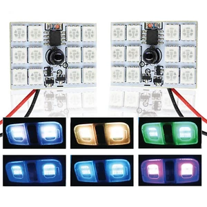 A1 2x RGB Multi-Color LED Panel Light 12-SMD 5050 Interior Accent Bulbs w Remote - Picture 1 of 9