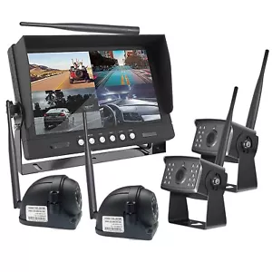 1080P Digital Wireless Side Backup Cameras 9" DVR Monitor FHD 12-24V Trailer RV - Picture 1 of 22