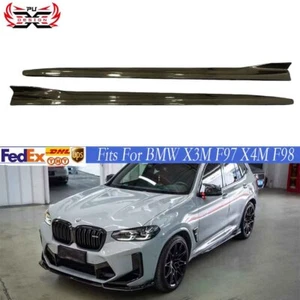 REAL CARBON Fiber Side Skirt Extension Lip For BMW X3M F97 X4M F98 Lci 2019-2023 - Picture 1 of 7