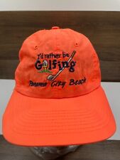 VINTAGE "I'd rather be golfing" Orange Strap Back Hat Cap Panama City Beach 90s