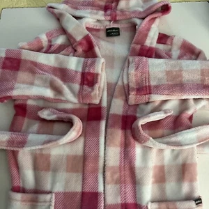 Eddie Bauer Robe Girls Small 7-8 Pink Plaid SUPER SOFT Bath Robe Long Sleeve - Picture 1 of 5