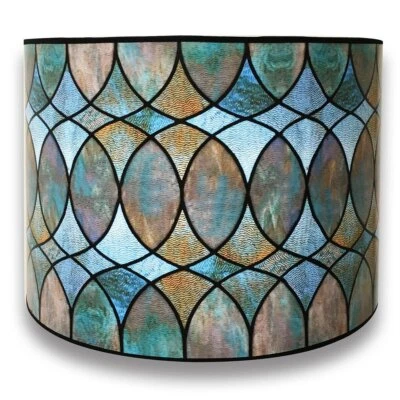 Decorative Handmade Lamp Shade - Made in USA - Cool Hues Watercolor Design - Image 1 of 4