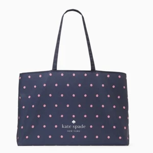 🌸 KATE Spade Canvas XL Shopper Tote Bag Pink Polka Dot New in Package - Picture 1 of 4
