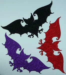 Embroidered Bat Motif / Patch / Badge / Applique Goth Gothic Halloween - Picture 1 of 3