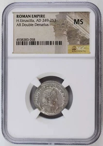 AD 249-253 Imperio Romano H. Etruscilla AR Doble Denario NGC Antiguos MS - Imagen 1 de 2
