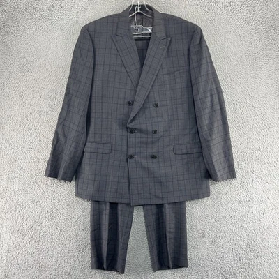 Ralph Lauren Suit Mens 46L Gray Sport Coat Double Breasted Jacket Pants 38X30 - Image 1 of 4