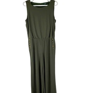 Lauren by Ralph Lauren New Sleeveless Wide Leg Jumpsuit Jersey Size XL Green - Picture 1 of 16