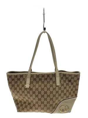 GUCCI Canvas Tote Bag In White Shoulder Bag Authentic Vintage From Japan Women - Image 1 of 4