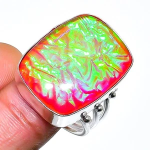 Pink Triplet Opal Gemstone Handmade 925 Sterling Silver Jewelry Ring Size 8 - Picture 1 of 2