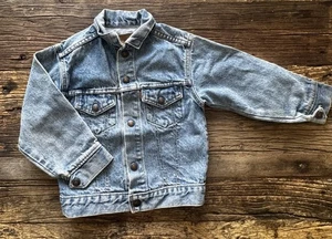 Vintage Little Levis Orange Tab Denim Trucker Jean Jacket Size 7 USA MADE - Picture 1 of 13