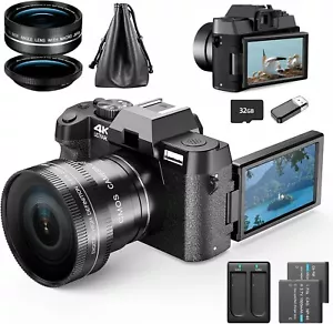 Digital Camera 4K 48MP W/ WiFi Macro & Wide Angle Lens for Photography Beginner - Picture 1 of 8