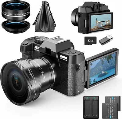 Digital Camera 4K 48MP W/ WiFi Macro & Wide Angle Lens for Photography Beginner - Image 1 of 4