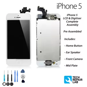 NEW iPhone 5 LCD & Digitiser Touch Screen Fully Assembled with Parts - WHITE - Picture 1 of 6