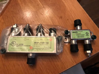 DIRECTV Approved SWM 4-Way Splitter MSPLIT4R1-02 Green 2-way Msplit2r0-01 - Image 1 of 4