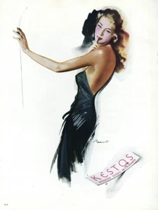 Lencería Kestos 1947 moda francesa anuncio estampado ilustración Raymond Brenot - Imagen 1 de 1