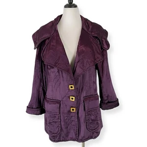 Chaqueta Blazer De Colección LOOK EE. UU. Púrpura Satén Boutique Lagenlook Arte Para Usar Talla Mediana - Imagen 1 de 8
