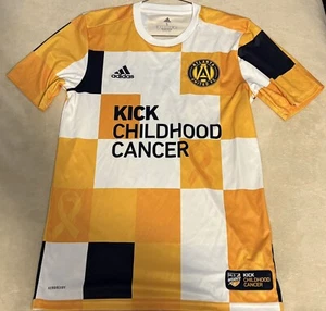 Atlanta United FC Adidas Jersey Mens Small Yellow Orange Kick Childhood Cancer - Picture 1 of 4