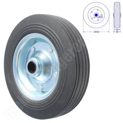 Ersatzrad für Bugrad Stützrad Vollgummi 200x50mm 20mm Aufnahme für Pkw Anhänger - Bild 1 von 4