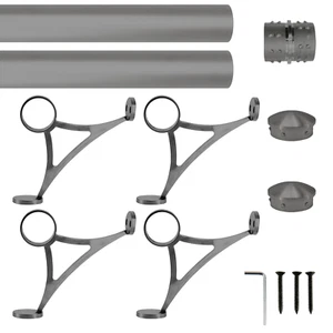 2" OD dunkelgrau Edelstahl Rohrstange Befestigung Fußschiene Kit Combo-TEC - Bild 1 von 97