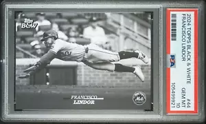 2024 Topps Black & White Francisco Lindor PSA 10 Gem Mint NY Mets SP Low Pop - Picture 1 of 2
