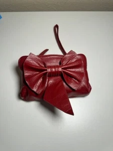 Burgundy wristlet purse with big bow, crossbody - Picture 1 of 4