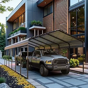 Outdoor Carport Metal Carport Heavy Duty Carport Car Tent Car Shelter 12' x 30' - Picture 1 of 14