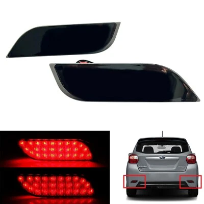 Black Lens LED Rear Bumper Reflector Stop Brake Light For 2013-14 Subaru WRX STI - Image 1 of 4