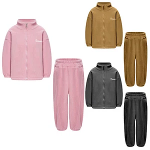Unisex Kids Boys Girls Warm Fleece Sports Set Outdoor Tracksuit Looks Stylish - Picture 1 of 51
