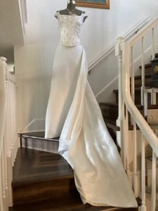 NWT ST PATRICK WEDDING Ivory GOWN W/ TRAIN 2 piece Bridal Dress Sz 12 RtL $700 - Picture 1 of 12