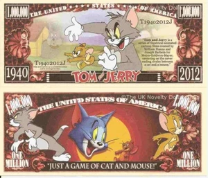 Tom and Jerry Just a Game of Cat and Mouse Million Dollar Bills x 2 Cartoon - Picture 1 of 1